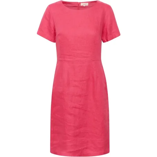 Simple Linen Dress with Short Sleeves , female, Sizes: L, 2XL, XS, S, M, XL - Part Two - Modalova