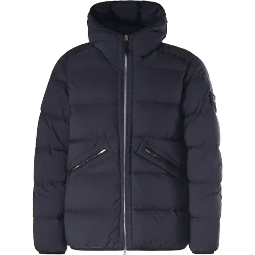 Federn Gepolsterte Navy Jacke Reißverschluss - Stone Island - Modalova