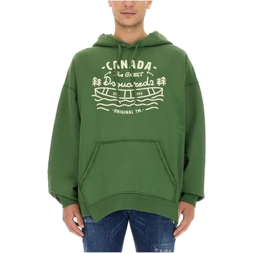 Logo Oversize Cotton Sweatshirt Made in Italy , male, Sizes: S, L, M - Dsquared2 - Modalova