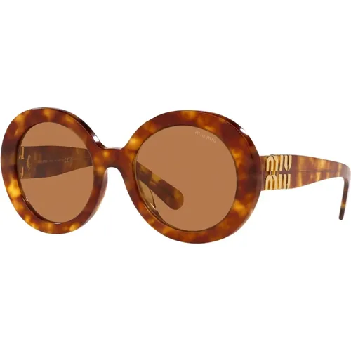 Havana/Light Sunglasses , female, Sizes: 55 MM - Miu Miu - Modalova