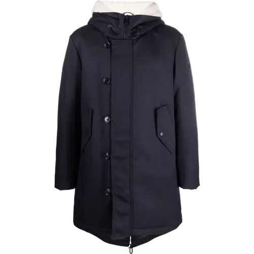 Button-Up Padded Hooded Coat , male, Sizes: L, XL - Peuterey - Modalova