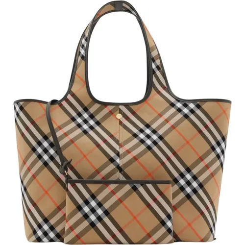 Vintage Check Tote Bag with Leather Trim , female, Sizes: ONE SIZE - Burberry - Modalova