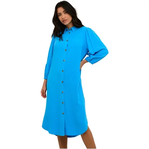 Blaues Hemdkleid Norse Stil , Damen, Größe: 3XL - Kaffe - Modalova