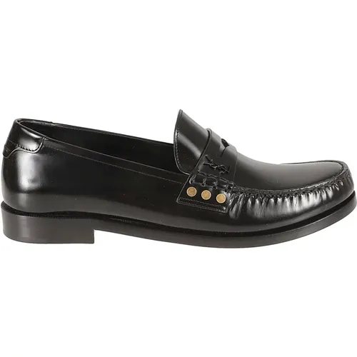 Schwarze flache Loafer Mokassins , Herren, Größe: 40 EU - Saint Laurent - Modalova