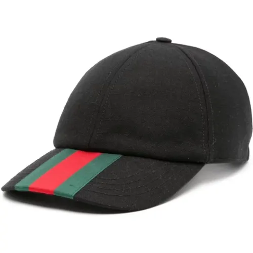 Wool Canvas Web-Stripe Hat , male, Sizes: M - Gucci - Modalova