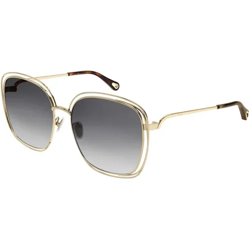 Gold/Grau Sonnenbrille , Damen, Größe: 58 MM - Chloé - Modalova