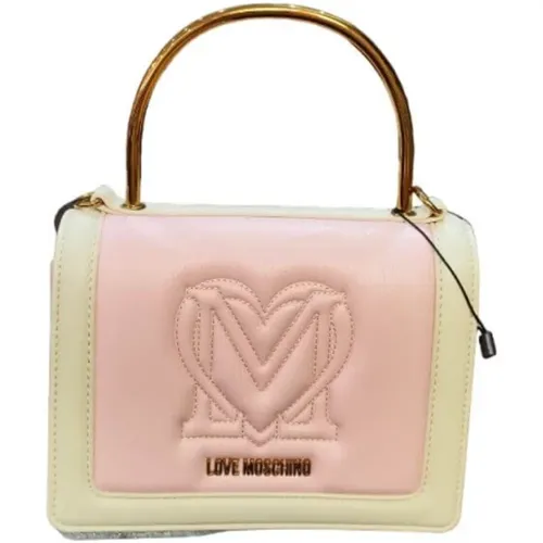 Pink White Quilted Shoulder Bag , female, Sizes: ONE SIZE - Love Moschino - Modalova