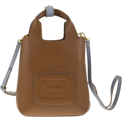 Geprägte Mini-Shoppingtasche,Handbags,Braune Leder Tote Tasche,Tote Bags - Hogan - Modalova