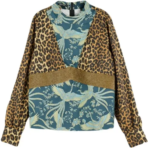 Elegant Long Sleeve Top in Green , female, Sizes: L, XS - Scotch & Soda - Modalova