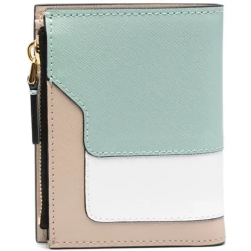 Leather Wallet with Coin Pocket and Card Slots , female, Sizes: ONE SIZE - Marni - Modalova