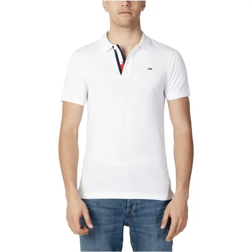 Weißes Einfaches Poloshirt mit Knopfverschluss , Herren, Größe: 2XL - Tommy Jeans - Modalova