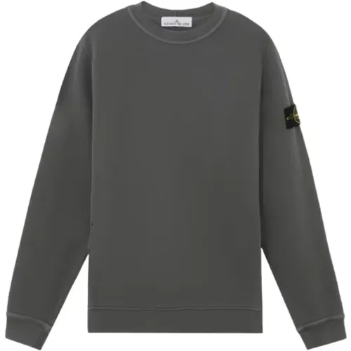 Gestrickter Crewneck-Sweatshirt in Bleigrau , Herren, Größe: L - Stone Island - Modalova