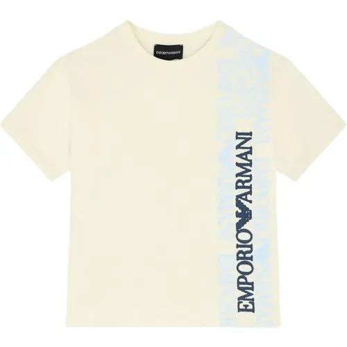 Kinder Logo Print Baumwoll T-shirt - Armani - Modalova