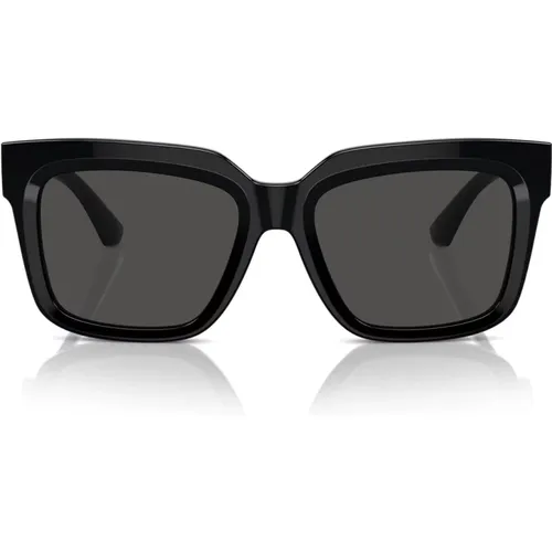 Quadratische Schwarze Sonnenbrille Dunkelgraue Gläser , unisex, Größe: 54 MM - Burberry - Modalova