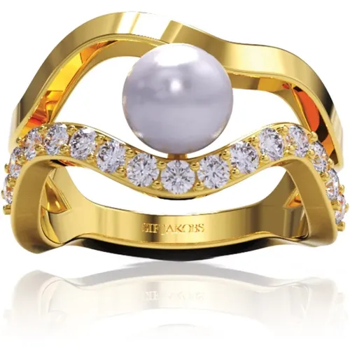 Vergoldeter Ring mit Zirkoniasteinen , Damen, Größe: 60 MM - Sif Jakobs Jewellery - Modalova