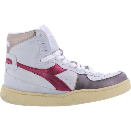 Metal Used White/Purple Basket Sneakers , female, Sizes: 4 UK - Diadora - Modalova