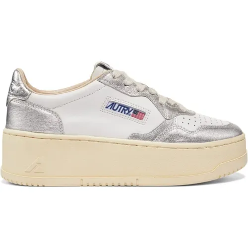 White Leather Platform Sneakers , female, Sizes: 5 UK - Autry - Modalova