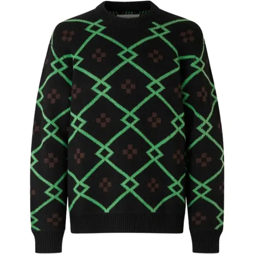 Graphic Jacquard Crewneck Sweater , male, Sizes: M, L - Samsøe Samsøe - Modalova