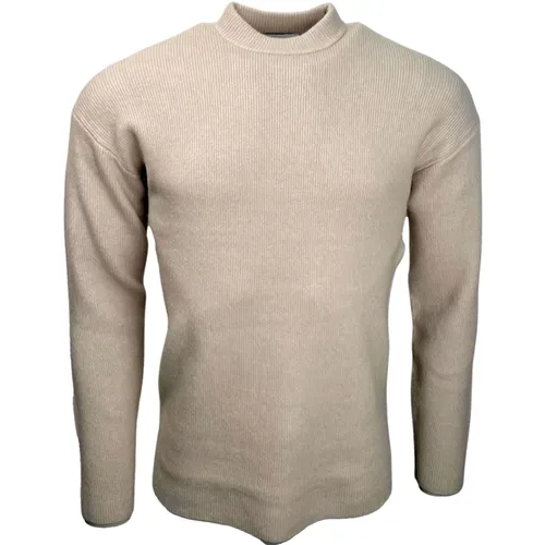 Knit Stand Collar Sweater Sand , male, Sizes: S - Kiefermann - Modalova