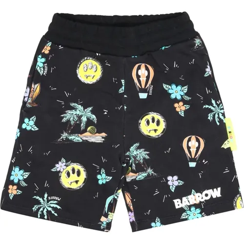 Schwarze Shorts mit Logo-Print - Barrow - Modalova