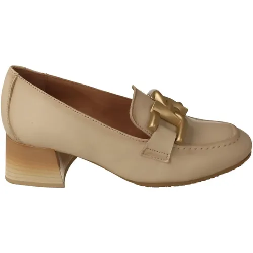 Cremefarbene Leder-Mokassin-Pumps , Damen, Größe: 39 EU - Hispanitas - Modalova