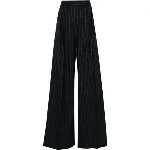 Blaue Wollmischung Pinstripe Hose , Damen, Größe: 2XS - Max Mara - Modalova