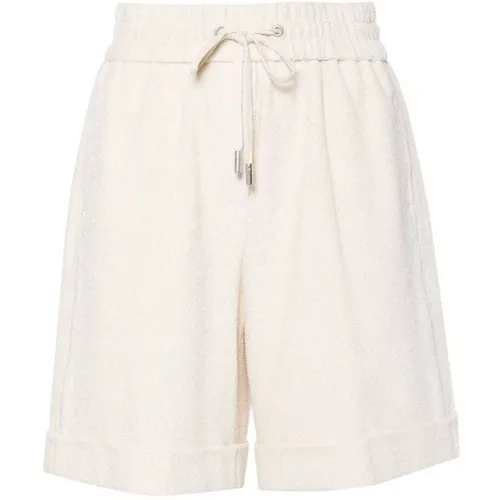 Cream White Lurex Beaded Shorts , female, Sizes: 2XS, S - PESERICO - Modalova