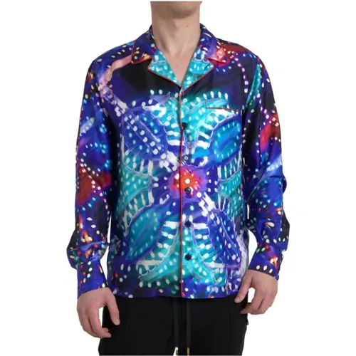 Seidenes Pyjama-Shirt mit psychedelischem Druck - Dolce & Gabbana - Modalova