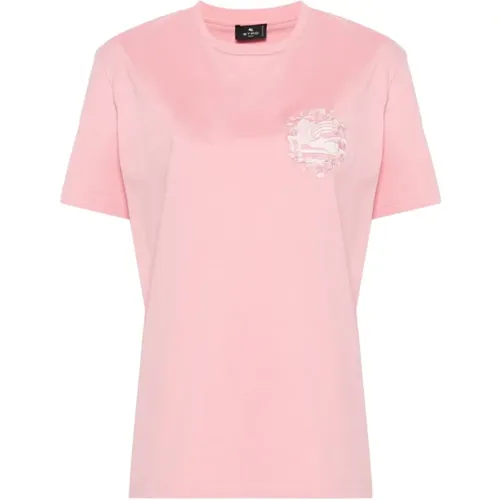 Blumenmotiv Crewneck T-Shirt,Rosa Hemden - TOP - ETRO - Modalova