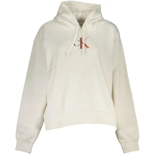 Hooded Long Sleeve Fleece Sweatshirt with Logo Print , female, Sizes: M, 2XL, S, L, XL - Calvin Klein - Modalova