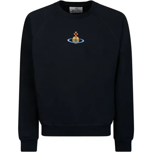 Navy Orb Logo Sweatshirt Baumwolle Jersey , Herren, Größe: M - Vivienne Westwood - Modalova