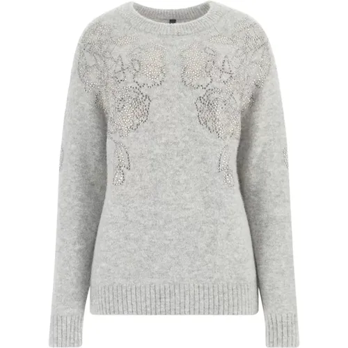 Blumig verzierten Pullover , Damen, Größe: S - Guess - Modalova