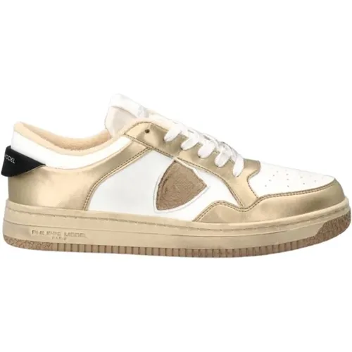 White Gold Lyon Low Top Sneakers , female, Sizes: 4 UK, 3 UK, 6 UK - Philippe Model - Modalova