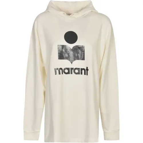 Weiße Kapuzenpullover mit Logo-Print , Damen, Größe: M - Isabel Marant Étoile - Modalova