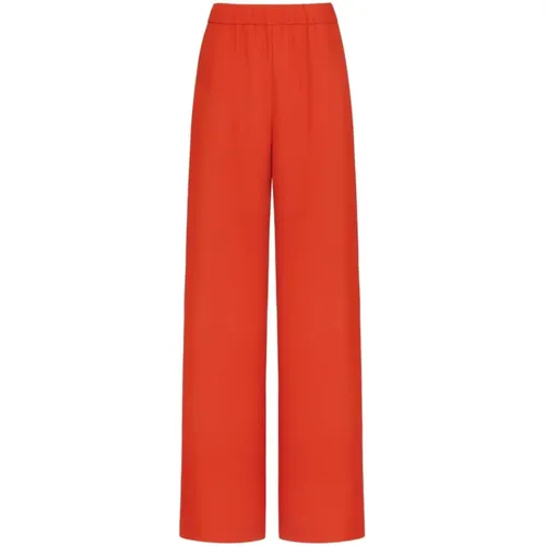 Silk Trousers with Elasticated Waistband , female, Sizes: XS, 2XS - Valentino - Modalova