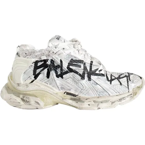 Black and Runner Graffiti Sneakers , female, Sizes: 4 UK, 6 UK, 3 UK - Balenciaga - Modalova