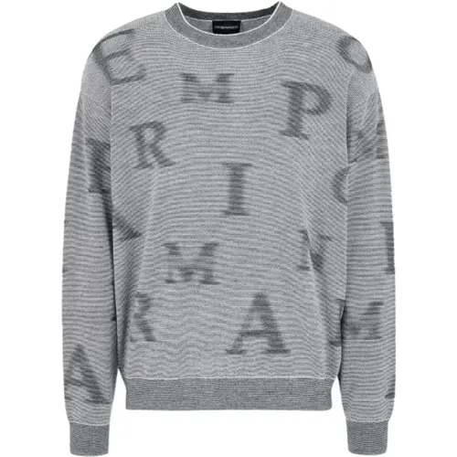 Monogramm Pullover Hellgrau , Herren, Größe: L - Emporio Armani - Modalova