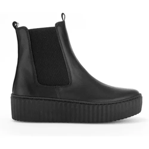 Schwarze Leder Chelsea Boots High Top Sneaker , Damen, Größe: 40 1/2 EU - Gabor - Modalova
