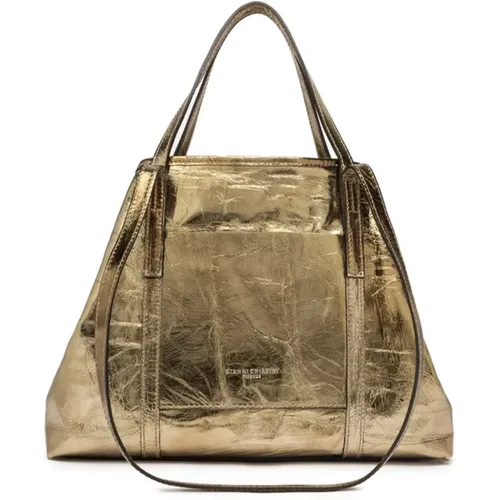 Goldene Lederhandtasche Superlight Shopping - Gianni Chiarini - Modalova