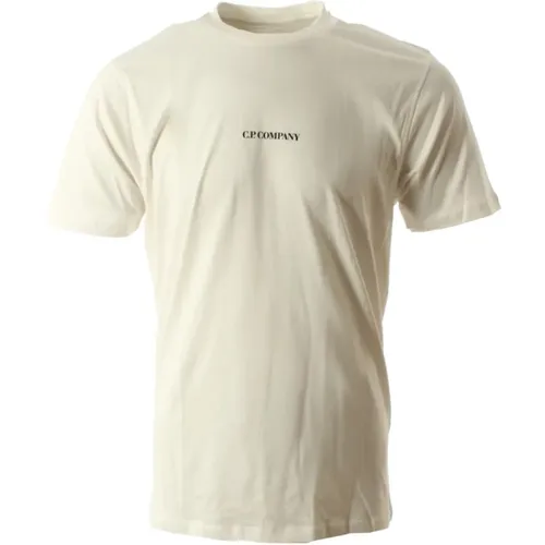 Weißes Baumwoll-Jersey T-Shirt , Herren, Größe: S - C.P. Company - Modalova