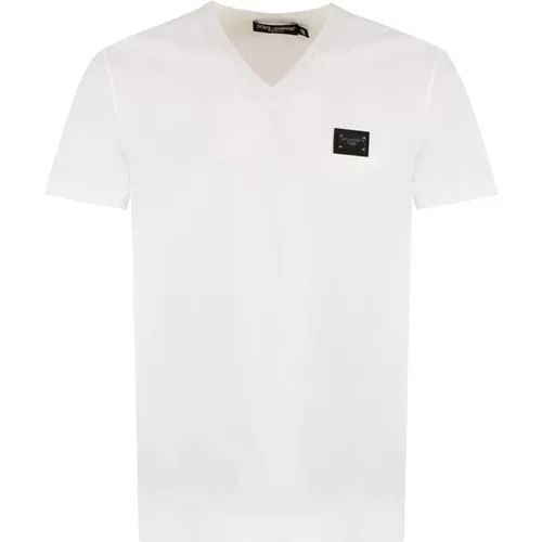 Geripptes Baumwoll-T-Shirt , Herren, Größe: M - Dolce & Gabbana - Modalova