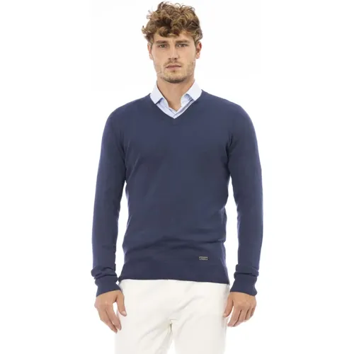 V-Neck Long Sleeve Sweater , male, Sizes: L, 3XL, XL, 2XL, M - Baldinini - Modalova