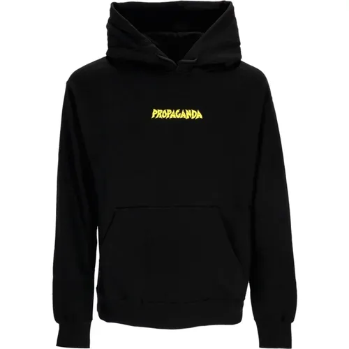 Schwarzer Demons Hoodie mit Rippen , Herren, Größe: L - Propaganda - Modalova