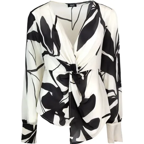 Floral Silk V-Neck Blouse , female, Sizes: M - Liu Jo - Modalova