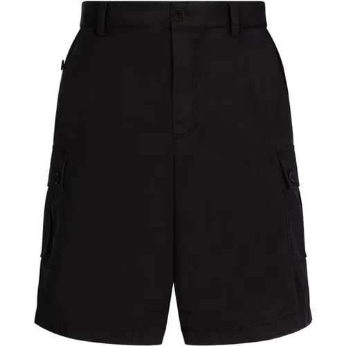 Schwarze Logo-Plaque Cargo Shorts , Herren, Größe: 2XL - Dolce & Gabbana - Modalova