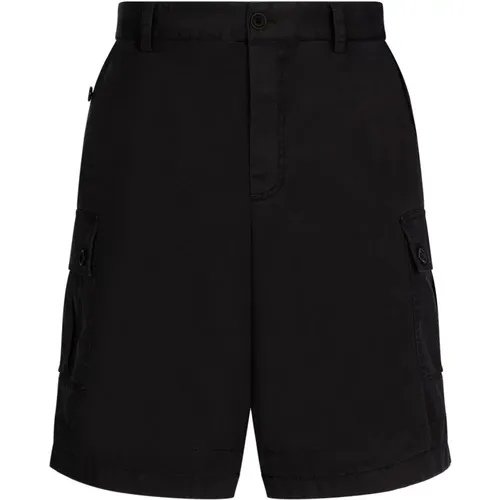 Schwarze Logo-Plaque Cargo Shorts , Herren, Größe: M - Dolce & Gabbana - Modalova