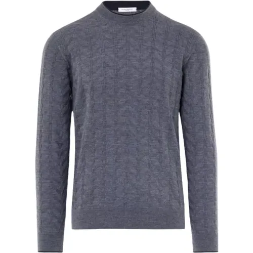 Chevron Grey Merino Wool Sweater , male, Sizes: XL - Paolo Pecora - Modalova