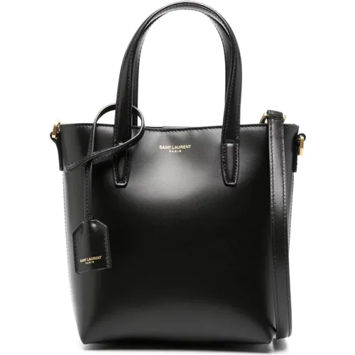 Schwarze Leder Mini Shopper Tasche - Saint Laurent - Modalova