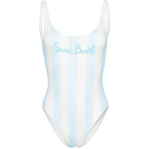 Clear Blue Striped One-Piece Swimsuit , female, Sizes: M - MC2 Saint Barth - Modalova