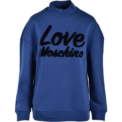 Cremefarbenes Sweatshirt für Frauen , Damen, Größe: M - Love Moschino - Modalova